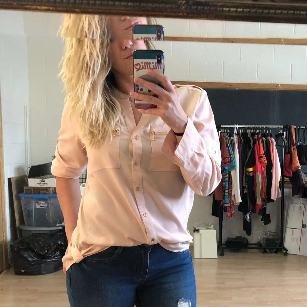 Calvin Klein Button up Blouse with Zippers